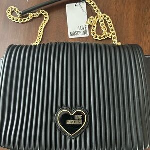 Love Moschino Black Pleated Crossbody Bag